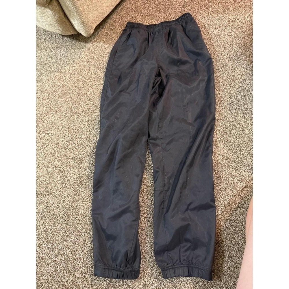 Vintage Nike Black Nylon Track Pants Women Small Windbreaker Joggers Swoosh Logo